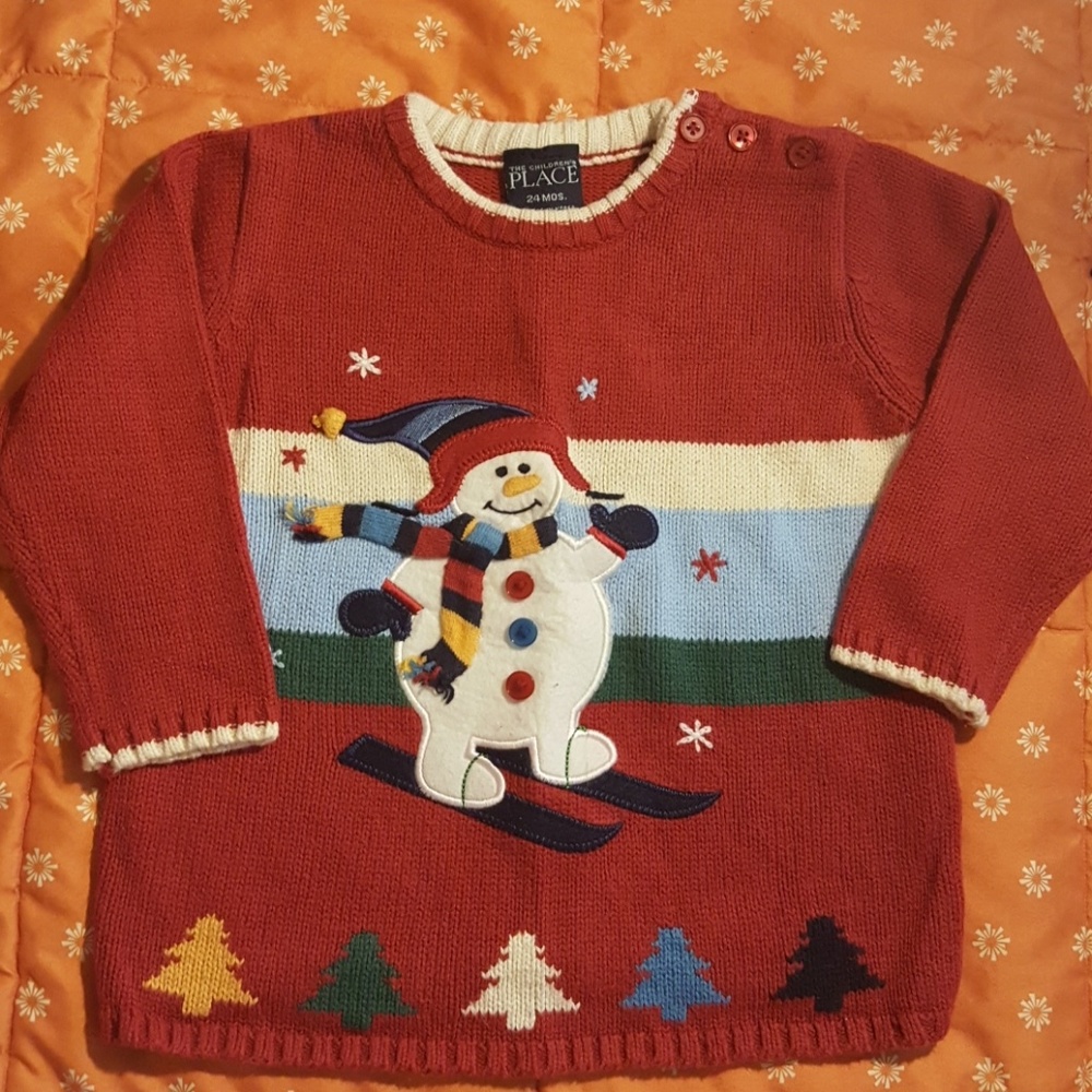 Children's Place Skiing Snowman ☃️ Sweater (24m)